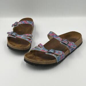 Birkenstock Birki's Juliette Women's Denim Plaid Sandals sz 40/9 Narrow